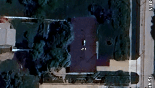Satellite view of roof with measurements